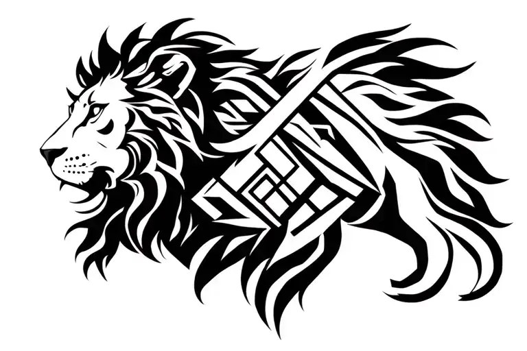 Man head lion wearing
