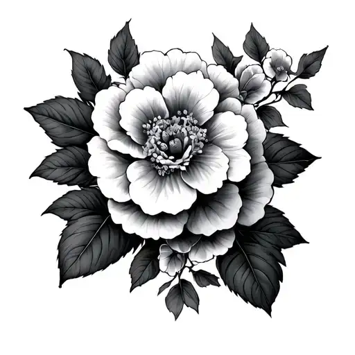 scarlet begonias as a garter around the thigh