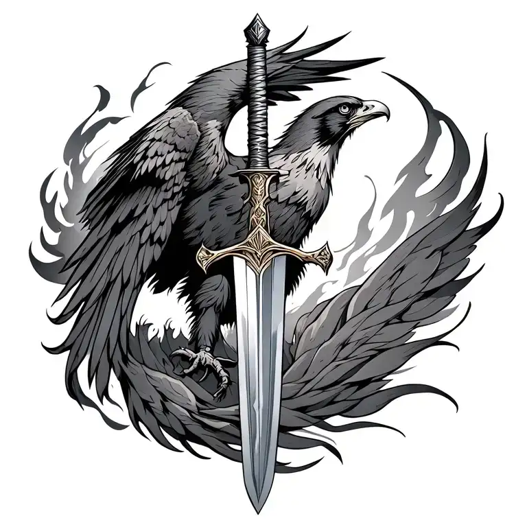 Sword, fire, falcon