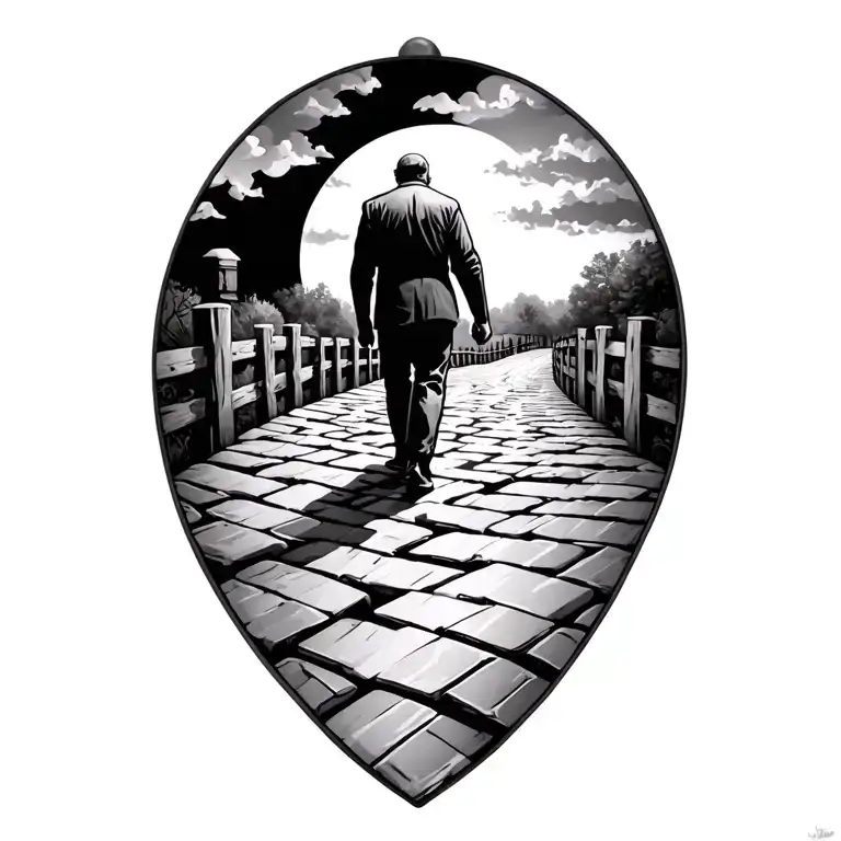 Design a black and white tattoo that encompasses the passing…