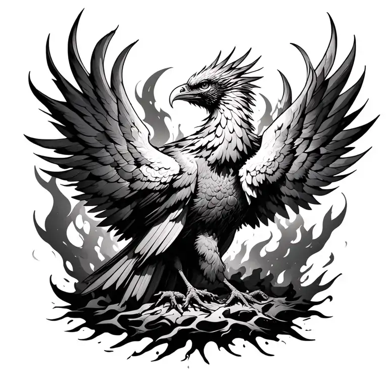 A phoenix rising from the ashes