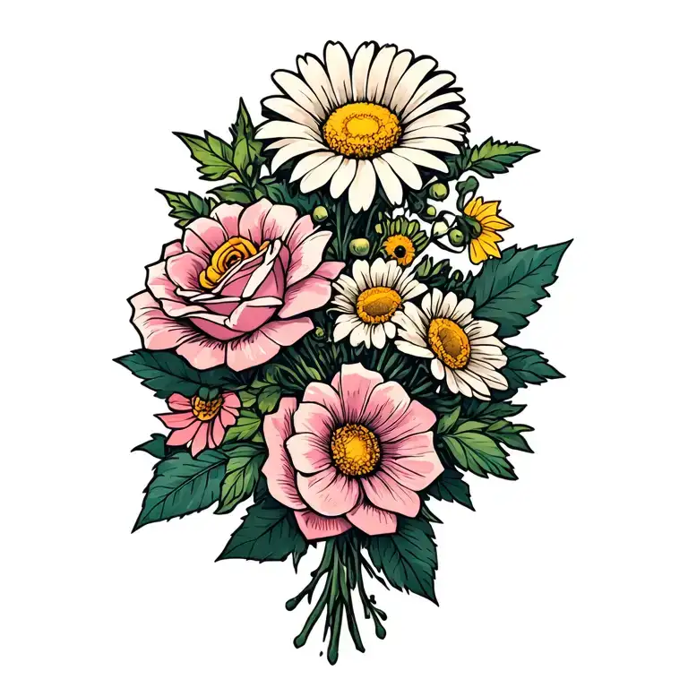 Daisy rose narrisic honeysuckle bouquet