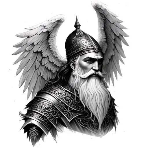 Ottoman Warrior angel white beard Tattoo Idea scary