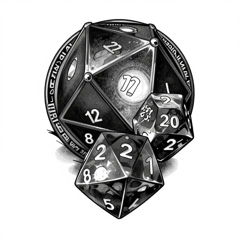 Dungeons and dragons dice on mödius belt Tattoo. With 6/12/20…
