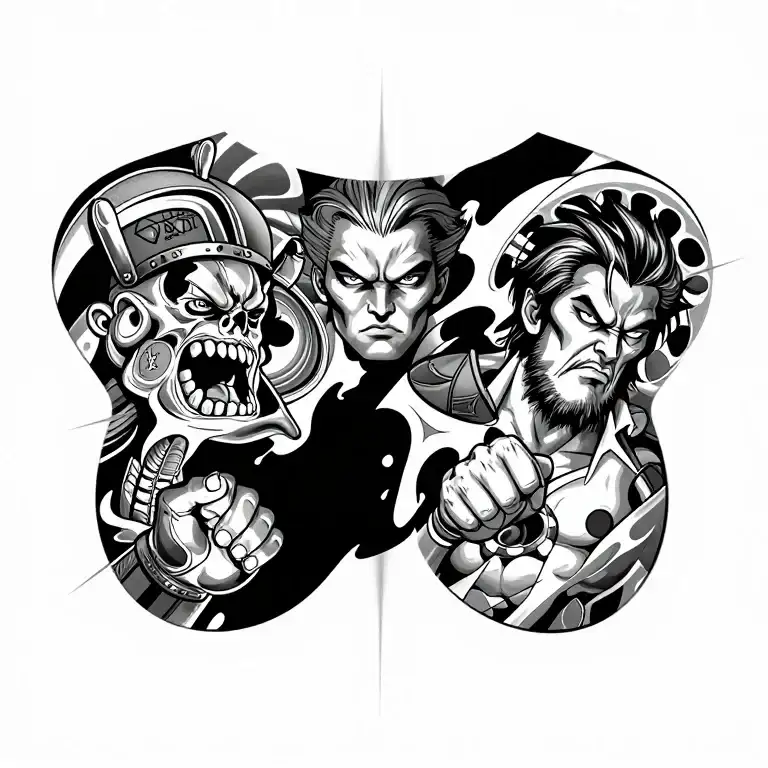 Bold chest piece biker tattoo concept centered with strong co…
