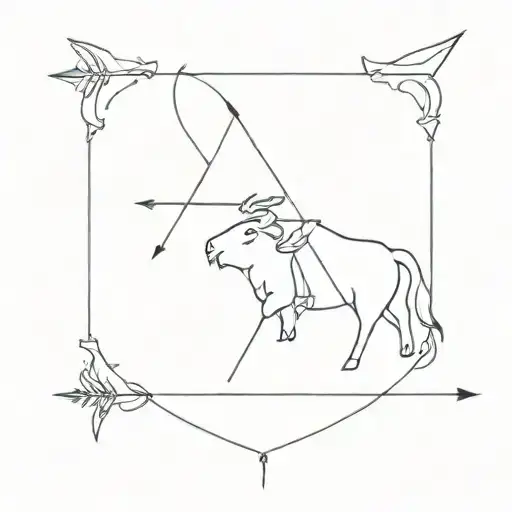 Incorporate a bow and arrow symbolizing Sagittarius zodiac si…