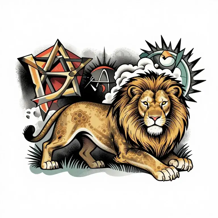 Iconic lion of judah tattoo with instantly recognizable image…