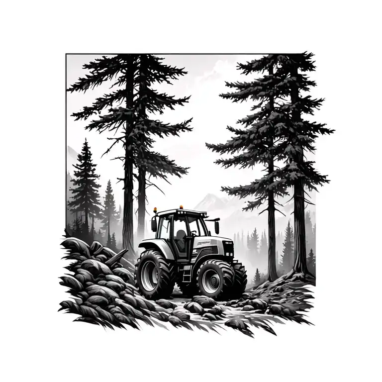 Mountain tractor forest