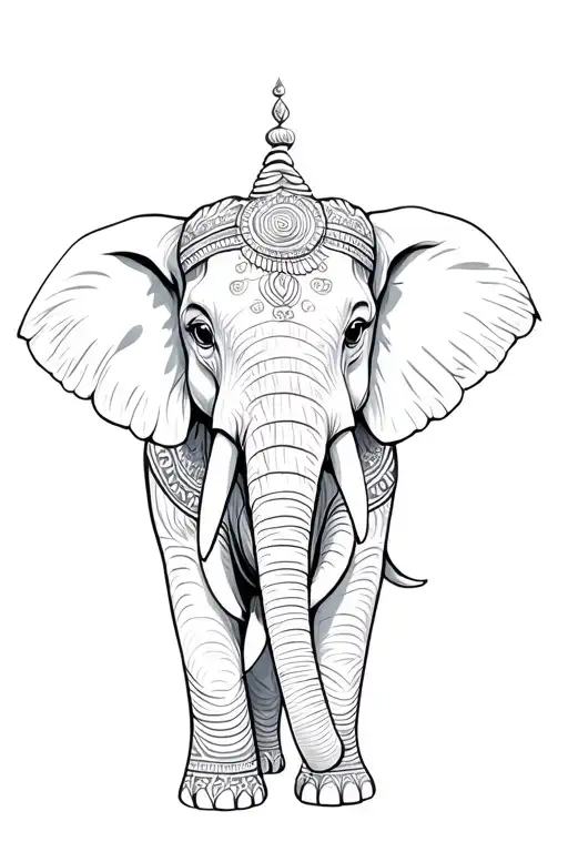 Elephant adorned with traditional