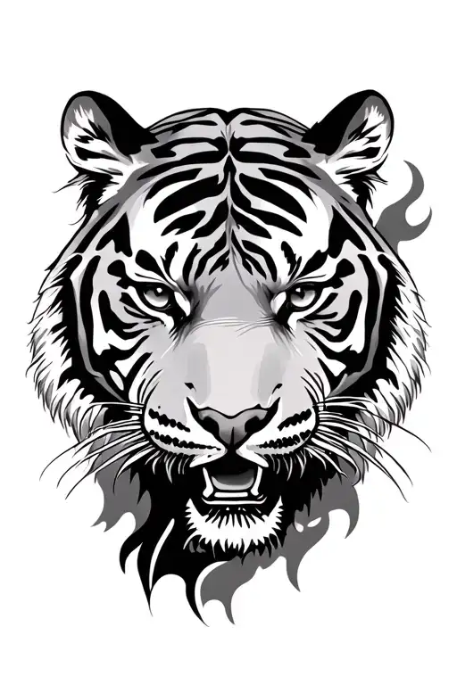 tiger head outline drawing tattoo