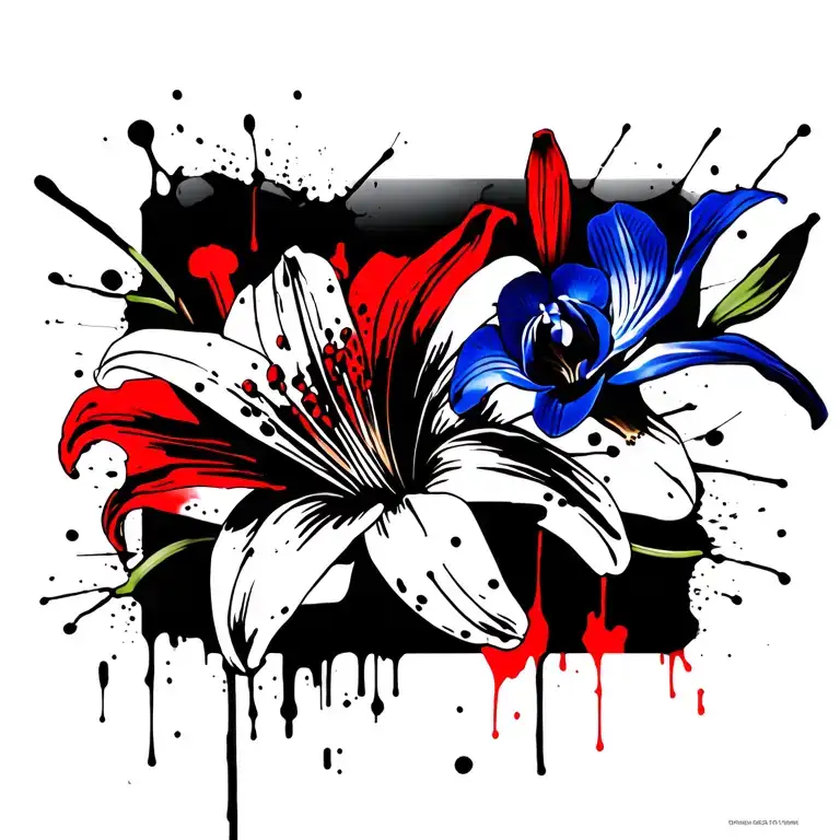 White lily and blue orchid