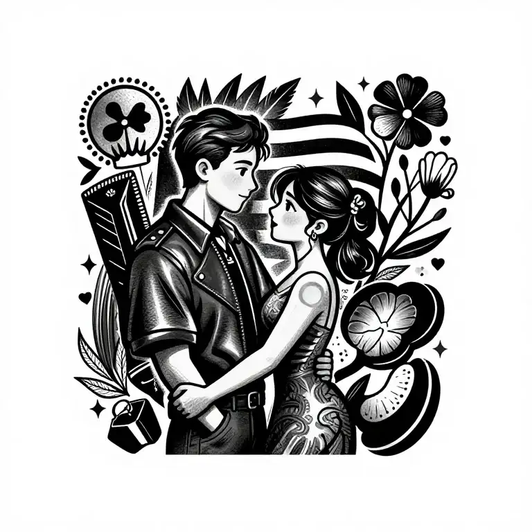 Simple couples matching tattoo