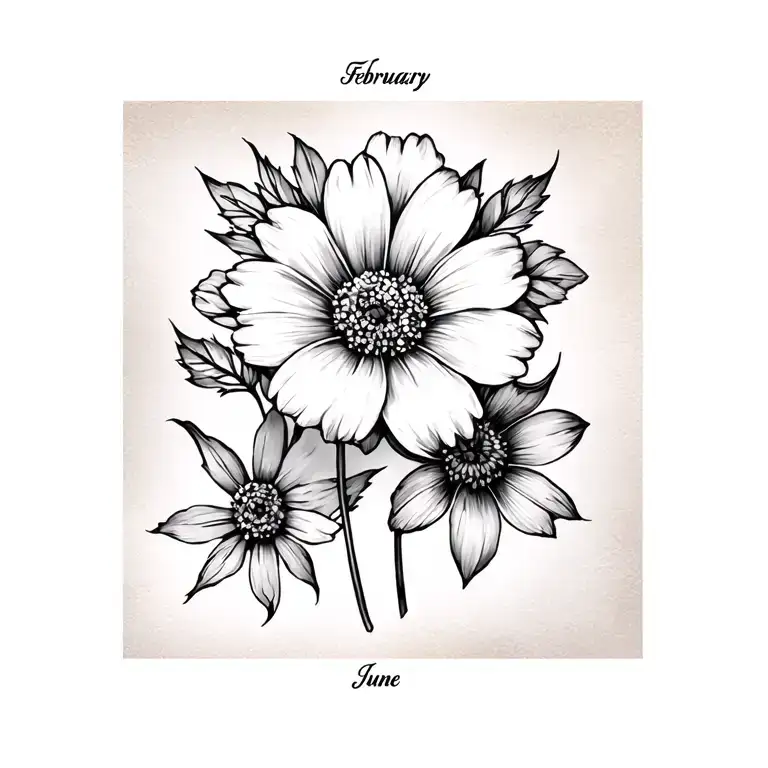 3 small flowers one for January one for February and one for…