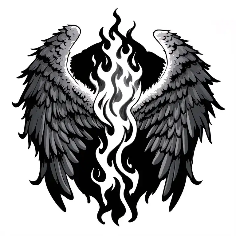 Fire burnt angel wings