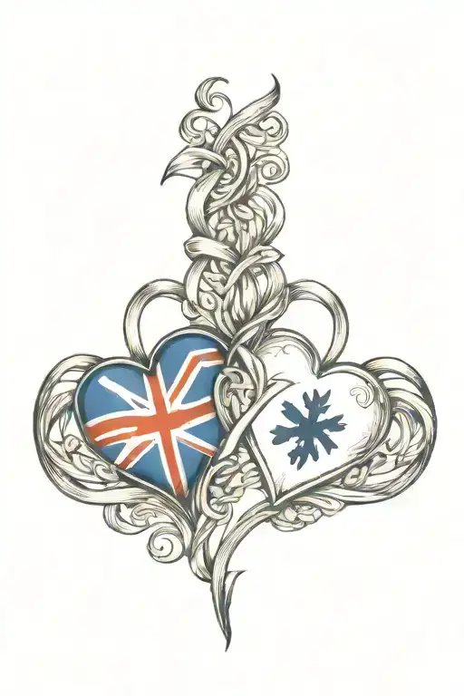 two hearts intertwined, with one filled with dutch fl…