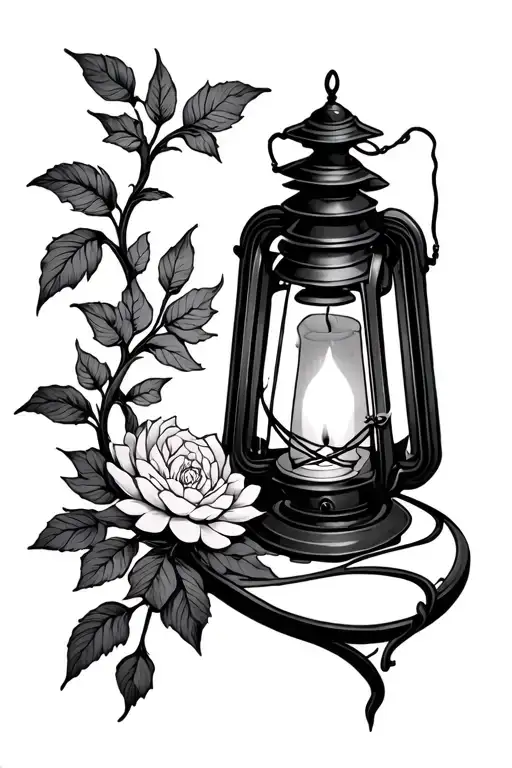 Lantern withburning candle