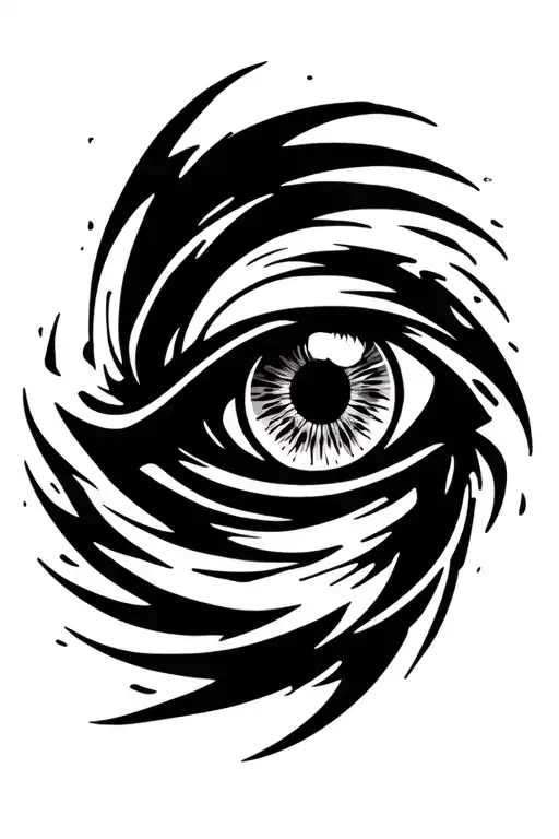 Eye surrounded by hurricane symbol