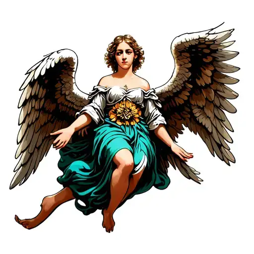 An angel with its wings outstretched