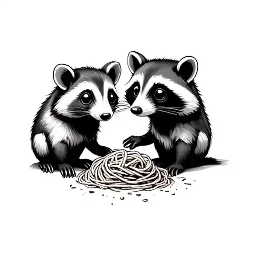 Lady and the tramp but its a possum and raccoon using…