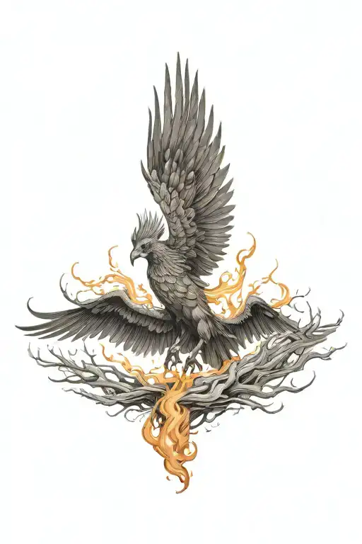 Phoenix rising from ashes