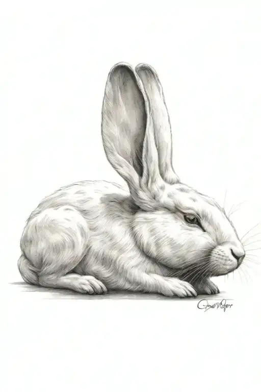 White rabbit sleeping