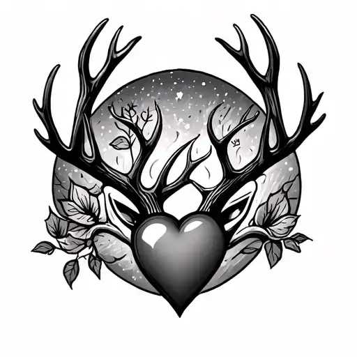 Antlers with a heart in the middle tramp stamp